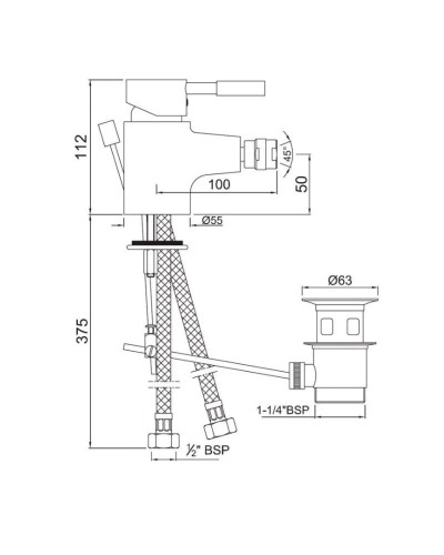 Смеситель для биде с донным клапаном Jaquar Solo SOL-CHR-6213B