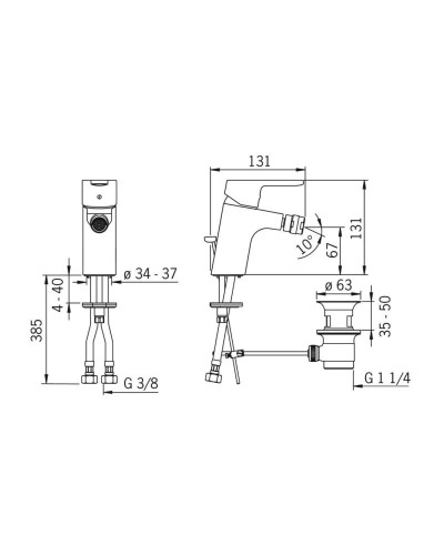 Смеситель для биде с донным клапаном Hansa Primo 49433203