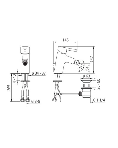 Смеситель для биде с донным клапаном Hansa Pinto 45073203