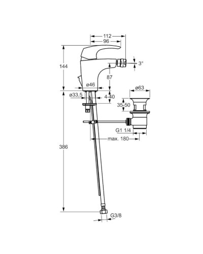 Смеситель для биде с донным клапаном Hansa Disc 01023274