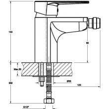 Смеситель для биде без донного клапана Orange Flipo M23-031cr