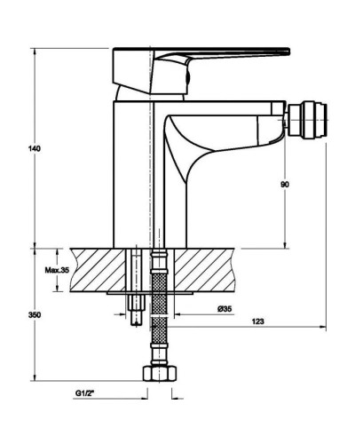 Смеситель для биде без донного клапана Orange Flipo M23-031cr