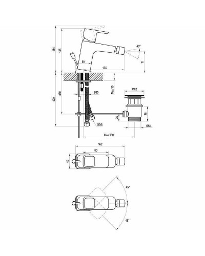 Смеситель для биде Ravak 10° TD 055.00 X070067 Хром