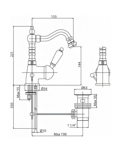 Смеситель для биде Cezares Elite ELITE-BSM2-01-Nc Хром