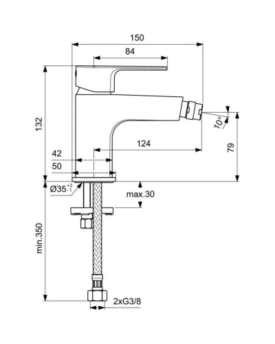 Смеситель для биде без донного клапана Ideal Standard Cerafine D BC690AA