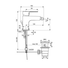 Смеситель для биде с донным клапаном Ideal Standard Cerafine D BC691AA