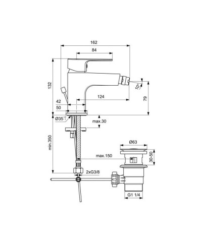 Смеситель для биде с донным клапаном Ideal Standard Cerafine D BC691AA