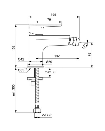Смеситель для биде без донного клапана Ideal Standard Cerafine O BC704AA