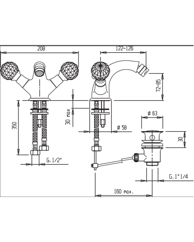 Смеситель для биде CEZARES ATLANTIS-BS1-01-Sw/M