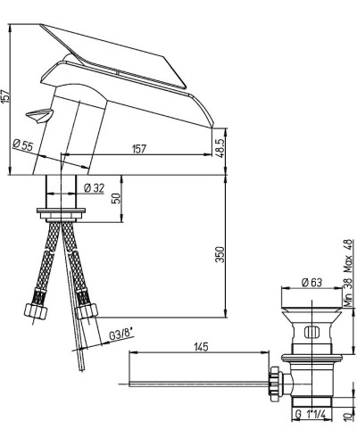 Смеситель для биде Paini Morgana 73PW306VR Никель, стекло