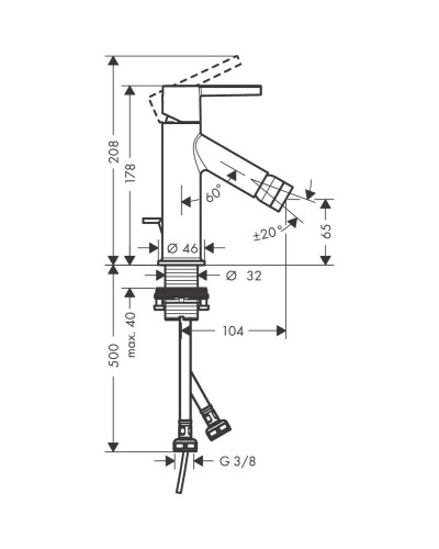 Смеситель для биде с донным клапаном Axor Starck 10214000