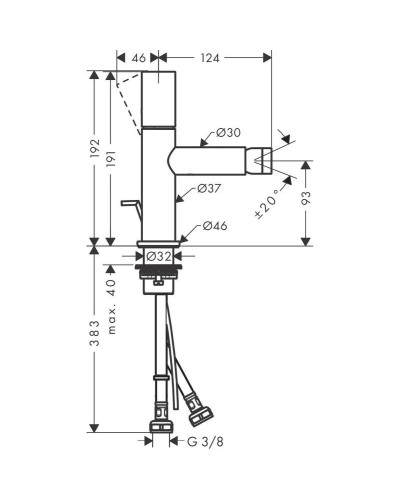 Смеситель для биде с донным клапаном Axor Uno 45200000
