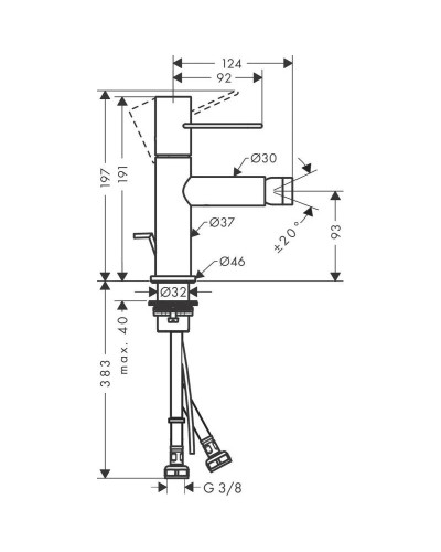 Смеситель для биде с донным клапаном Axor Uno 38211000