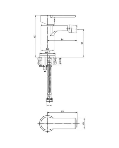 Смеситель для биде без донного клапана Cersanit Brasko Black A63110