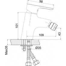 Смеситель для биде без донного клапана Cersanit Cersania A63033