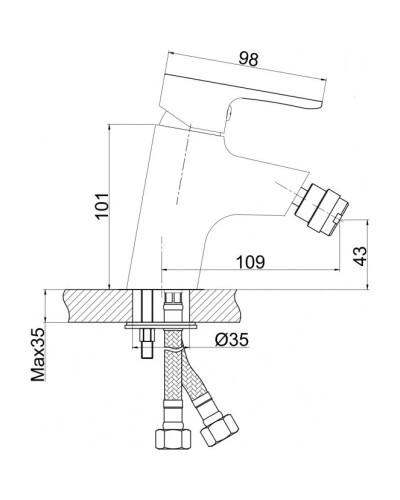 Смеситель для биде без донного клапана Cersanit Cersania A63033