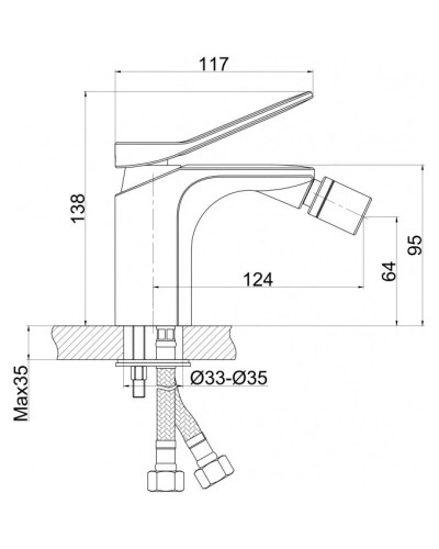 Смеситель для биде без донного клапана Cersanit Odra A63053