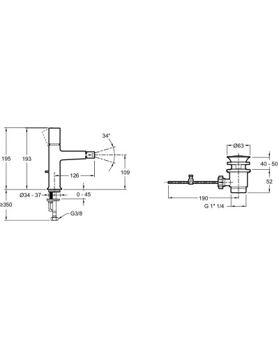 Смеситель для биде с донным клапаном Jacob Delafon Rivoli E24167-CP