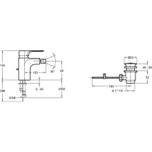 Смеситель для биде с донным клапаном Jacob Delafon Aleo+ E72316-CP