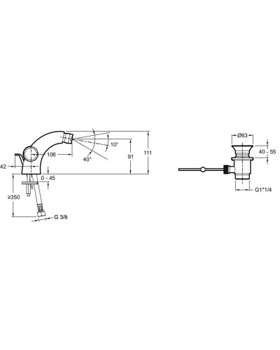 Смеситель для биде с донным клапаном Jacob Delafon Elevation E18873-CP