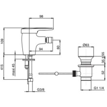 Смеситель для биде с донным клапаном Jacob Delafon Kandel E662RU-CP