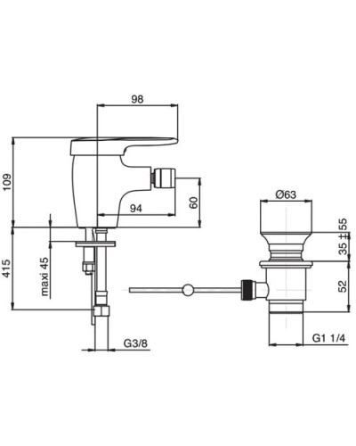 Смеситель для биде с донным клапаном Jacob Delafon Kandel E662RU-CP