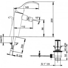 Смеситель для биде с донным клапаном Jacob Delafon Salute E73080-CP