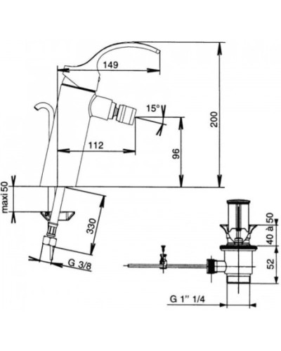 Смеситель для биде с донным клапаном Jacob Delafon Salute E73080-CP