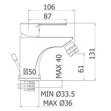 Смеситель на биде однорычажный, без донного клапана CEZARES FUOCO-BSM1-01-W0