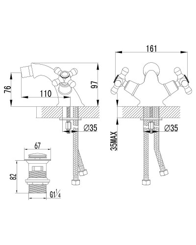 Смеситель для биде Lemark Vintage LM2808B Бронза