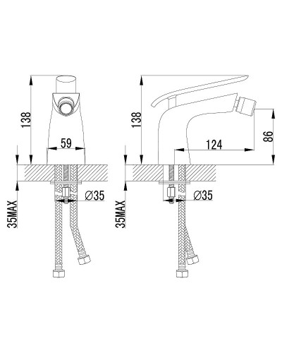 Смеситель для биде Lemark Melange LM4908CW Хром Белый
