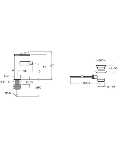 Смеситель для биде с донным клапаном Jacob Delafon Grands Boulevards E77982-4A-CP