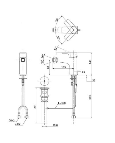 Смеситель для биде с донным клапаном Toto GE TRG07301R