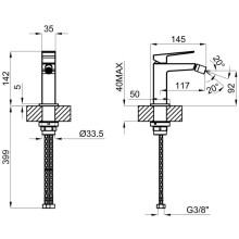 Смеситель для биде без донного клапана Noken Square N186490035