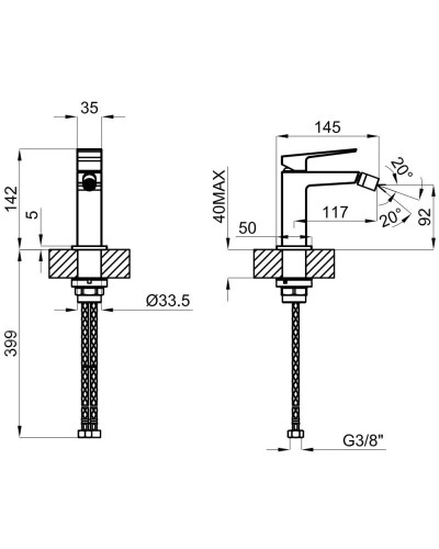 Смеситель для биде без донного клапана Noken Square N186490035