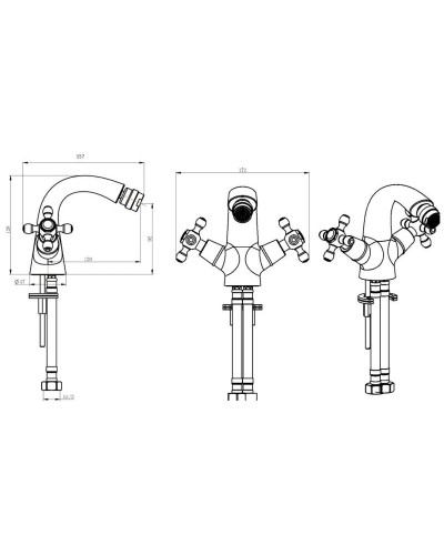 Смеситель для биде Boheme Royal Cristal 276-Royal/CRST black