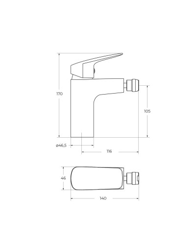 Смеситель для биде без донного клапана BelBagno DUE-BD-CRM-W0