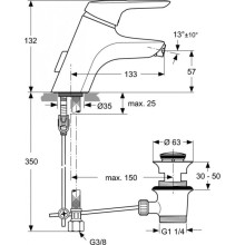 Смеситель для биде с донным клапаном Ideal Standard Ceramix Blue A5655AA