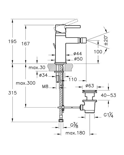 Смеситель для биде Vitra Minimax S A41988EXP Хром