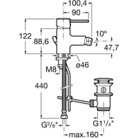 Смеситель для биде с донным клапаном Roca Targa 5A6060C0M