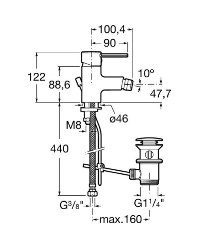 Смеситель для биде с донным клапаном Roca Targa 5A6060C0M