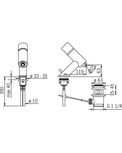 Смеситель для биде с донным клапаном Oras Alessi One 8518