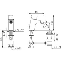 Смеситель для биде с донным клапаном Oras Aquita 2918F