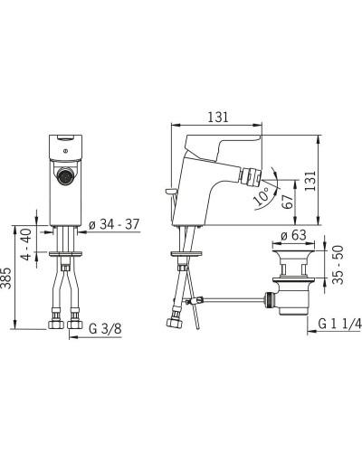Смеситель для биде с донным клапаном Oras Aquita 2918F