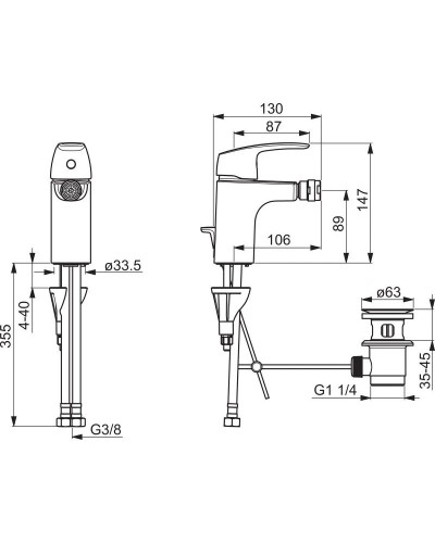 Смеситель для биде с донным клапаном Oras Safira 1018F
