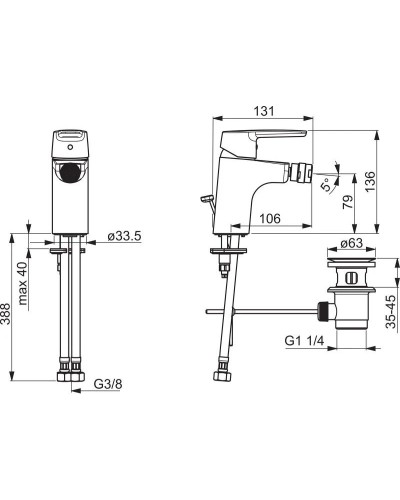 Смеситель для биде с донным клапаном Oras Saga New 3918F