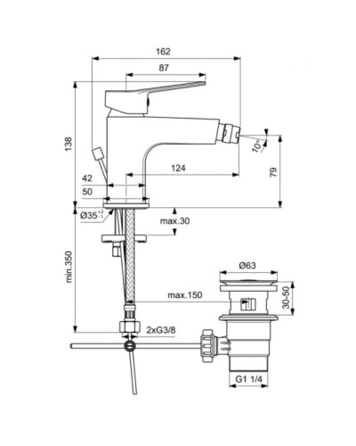 Смеситель для биде с донным клапаном Ideal Standard Entella BC234AA