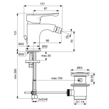 Смеситель для биде с донным клапаном Ideal Standard Dot 2.0 BC323AA
