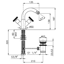 Смеситель для биде с донным клапаном Nicolazzi Arena 3337CR44