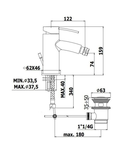 Смеситель для биде с донным клапаном Paffoni Berry BR131KCR